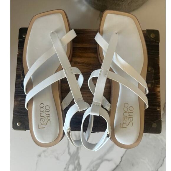 Franco Sarto Faux Leather Strappy Thong  Sandals in White - Picture 7 of 8